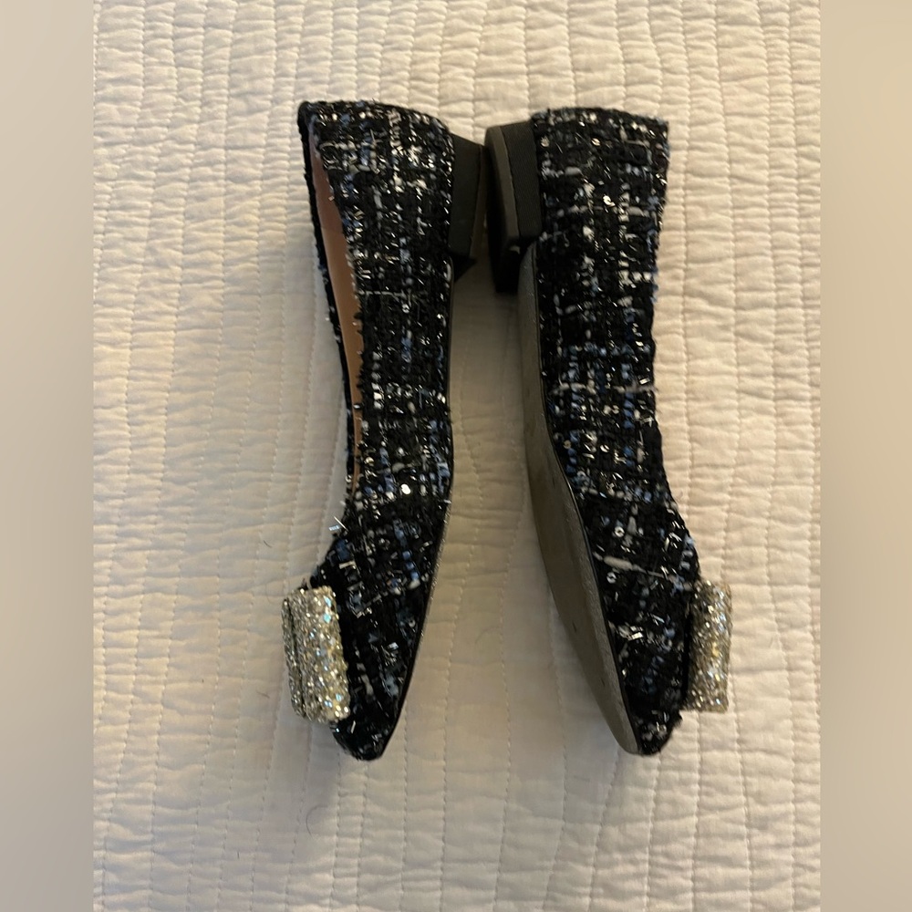 JCrew Sally Ballet Flat in Tweed w/ Glitter Bow - Picture 2 of 4